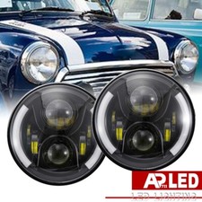 Fit 1964-1969 Austin Mini Cooper Classic LED Headlights Halo Rings w/Turn signal