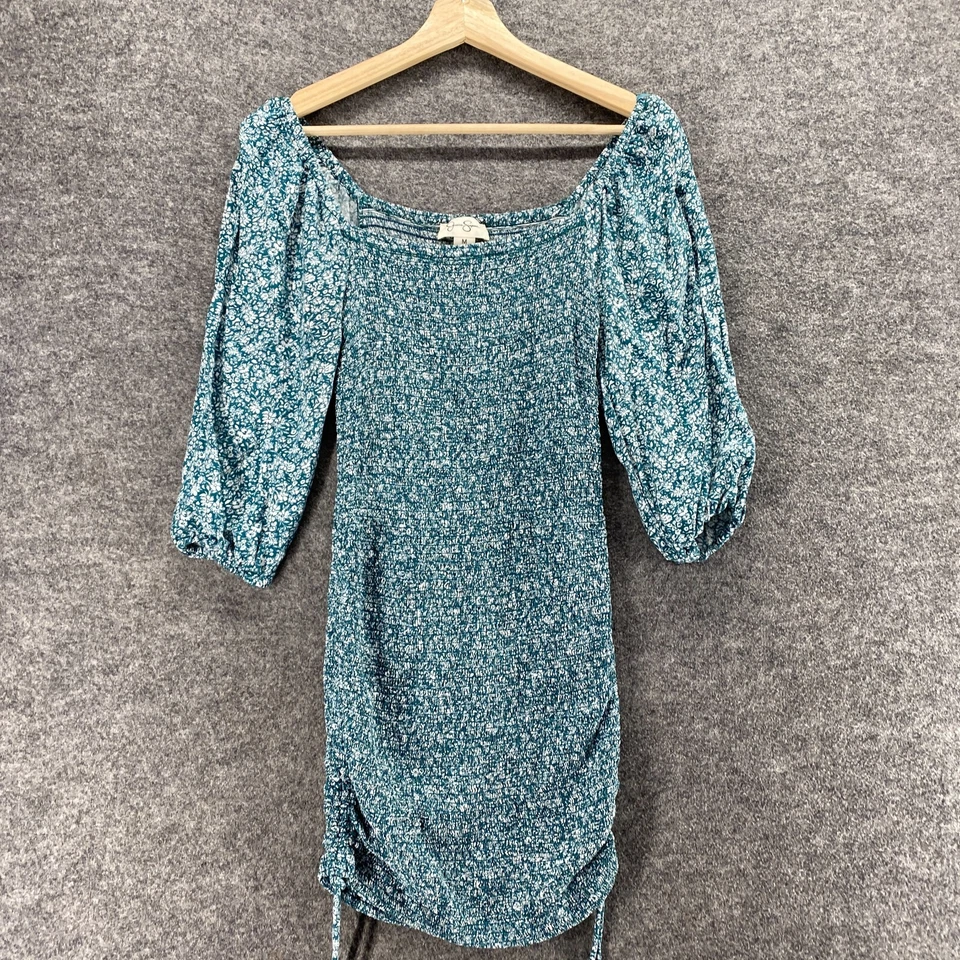 Vestido Jessica Simpson Mujer M Medio Azul Cambio Corto Manga 3/4 Rayón Informal Foto 3 de 4