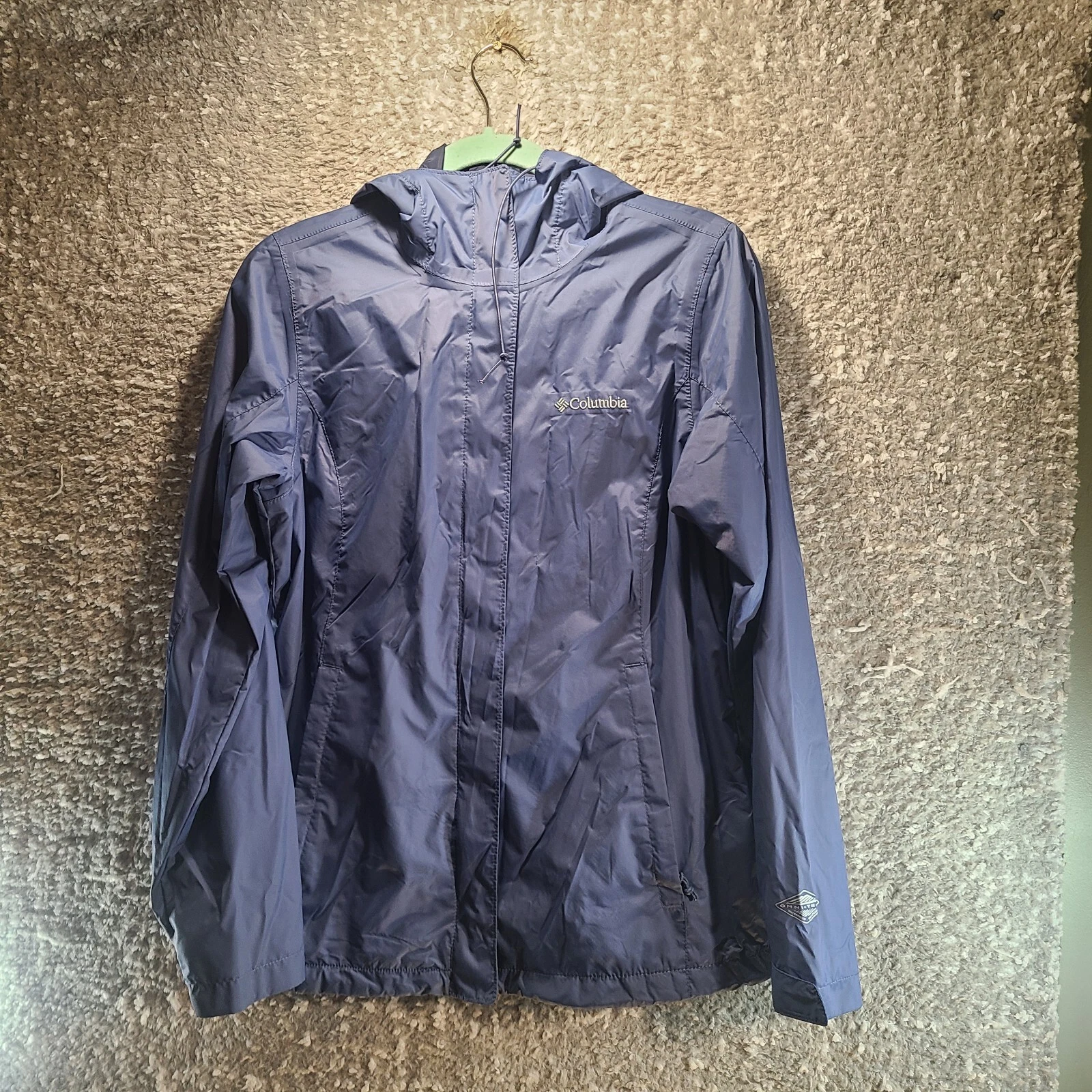 Columbia Jacket Omni Tech Full Zip Windbreaker Jacket Nylon Lightweight Blue