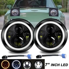 Pair 7inch For 90-97 Mazda NA Miata MX5 MX-5 H6024 LED Headlights Halo Angel Eye