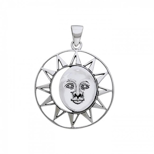 Sun Moon Face .925 Sterling Silver Pendant by Peter Stone Fine Jewelry