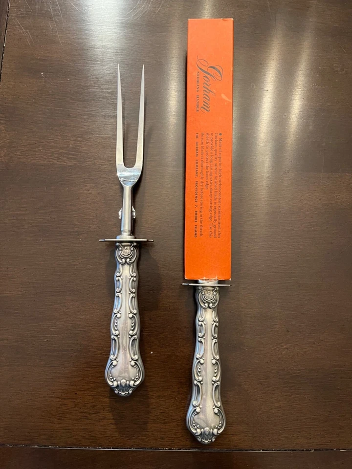 Juego de 2 tallas asadas de plata esterlina Strasbourg by Gorham, vintage NUEVO Foto 3 de 4