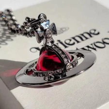 Vivienne Westwood Small Orb Necklace Pendant Purplish red x Gunmetal No box