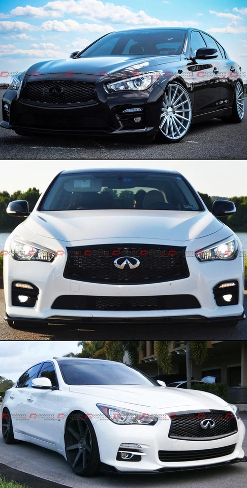 FOR 2014-2017 INFINITI Q50 Q50S GLOSS BLACK OUT FRONT HOOD GRILLE REPLACEMENT - Image 4 of 4