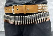 Metal Bullet Belt 2.23" Nickel  W/ Copper Bandolier Cowboy Army Soldier Costume
