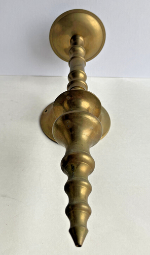 Vintage Brass Candle Holder Wall Sconce 15" Heavy India - Picture 2 of 8