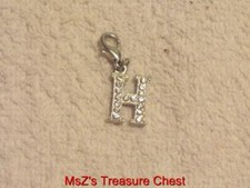 Silver 'H' with Crystals Phone Charm or Zipper Pull   Includes Gift Box  