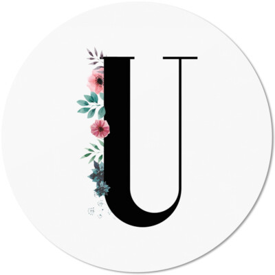 Florales U, florale Buchstabentasse mit Blume 10501000884