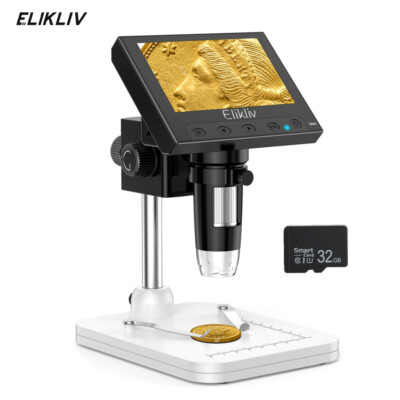 Elikliv Digitales Mikroskop 1000X USB Münzmikroskop 4.3'' LCD Bildschirm Löten