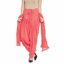 Women's Cotton Traditional Patiala Salwar with Chiffon Dupatta Set Free Size 