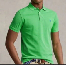 NWT Polo Ralph Lauren Men's Solid Custom Slim Fit Mesh Short Sleeve Polo Shirt S