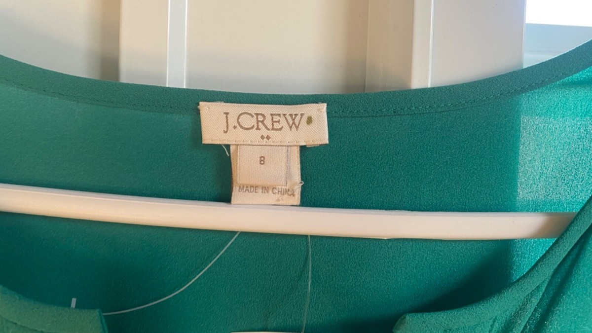 J Crew Womens Silk smocked-waist dress warm emerald green Size 8 $158
