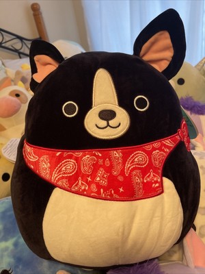 Kellytoy Squishmallow Teddy The Black Dog Red Bandana 12