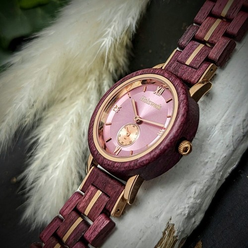 Holzwerk BRILLON kleine Damen Holz Armband Uhr in lila braun, rose gold & rosa - Bild 4 von 7