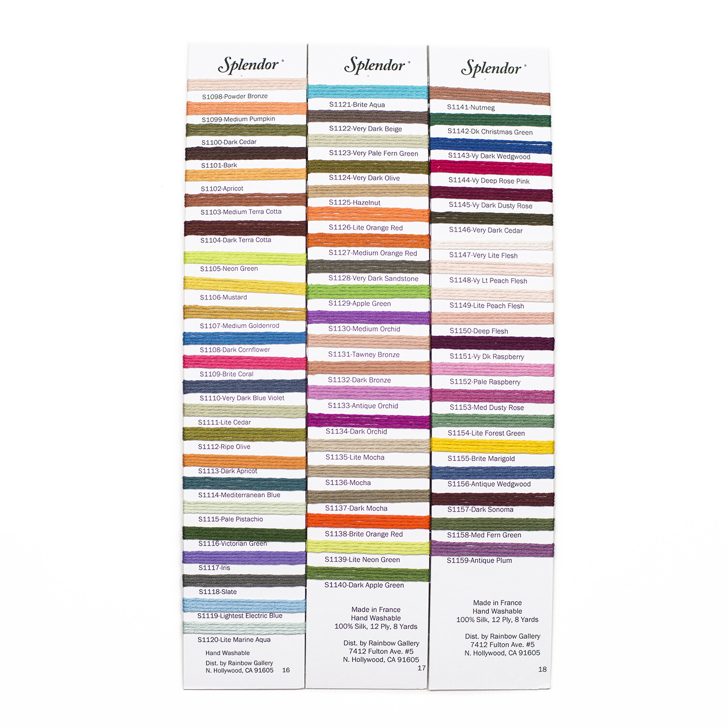 Splendor Silk Thread - Colors 1100-1159 - 2 Cards $4.50 each | eBay