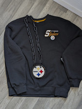 Pittsburgh Steelers Crewneck Sweatshirt & Fan Chain Combo XL