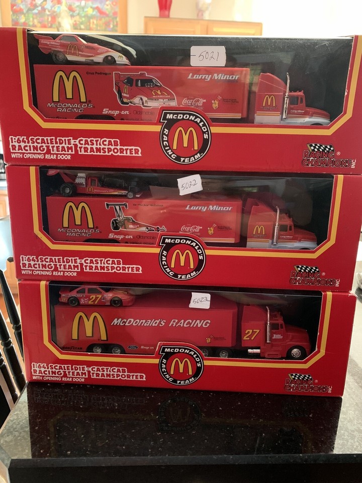 (3) McDonalds Racing Team Cab Transporter 164 Die Cast With Opening