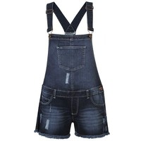 Womens Denim Dungaree Stretch Ladies Jumpsuit Girls Shorts dress Playsuit pants