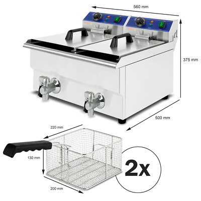 Friteuse électrique 2x 8L avec robinet vidange