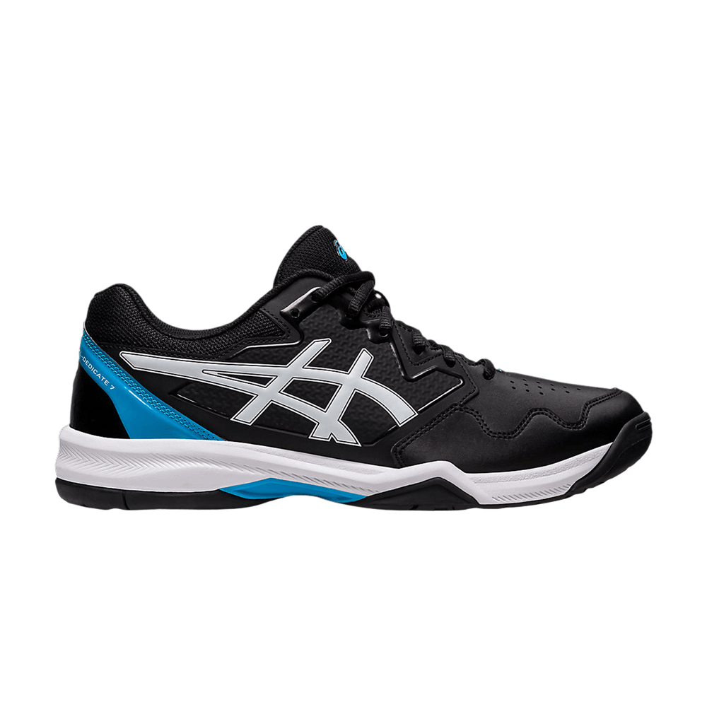 ASICS Gel Dedicate 7 Tennis Shoes in Black Island Blue