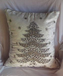 silver beaded throw pillow
