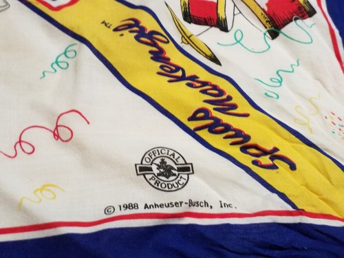 Vintage 1988 Spuds MacKenzie Bandana Bud Light Anheuser-Busch Brewiana Scarf 21" - Picture 8 of 10