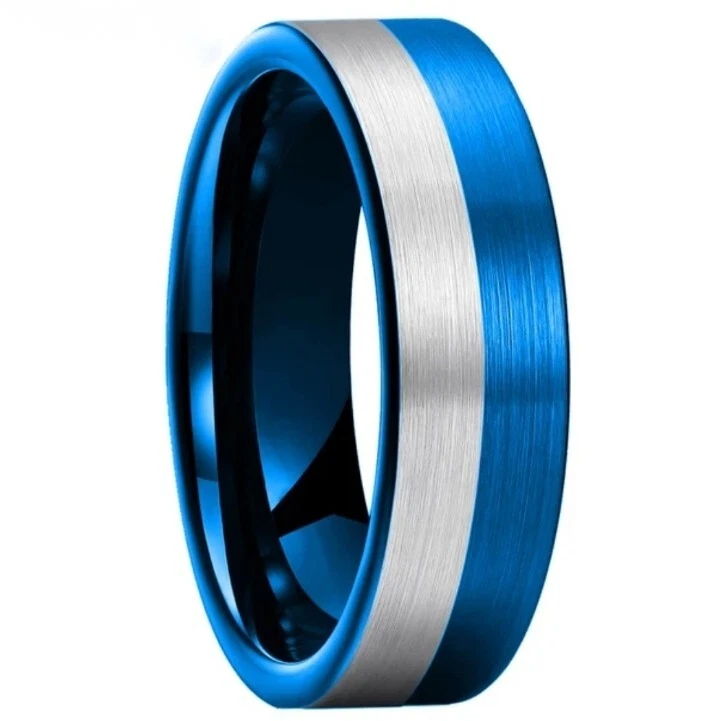 Anillo de carburo de tungsteno azul negro 6/8/10/12 mm banda tubo corte cepillo acabado anillo Foto 3 de 4