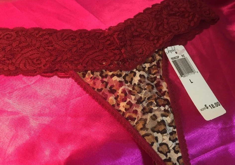 JEZEBEL 90823P - Tanga - Talla: L - Color: Rojo/Impresión Animal - Nylon/Spandex Vintage Foto 3 de 4