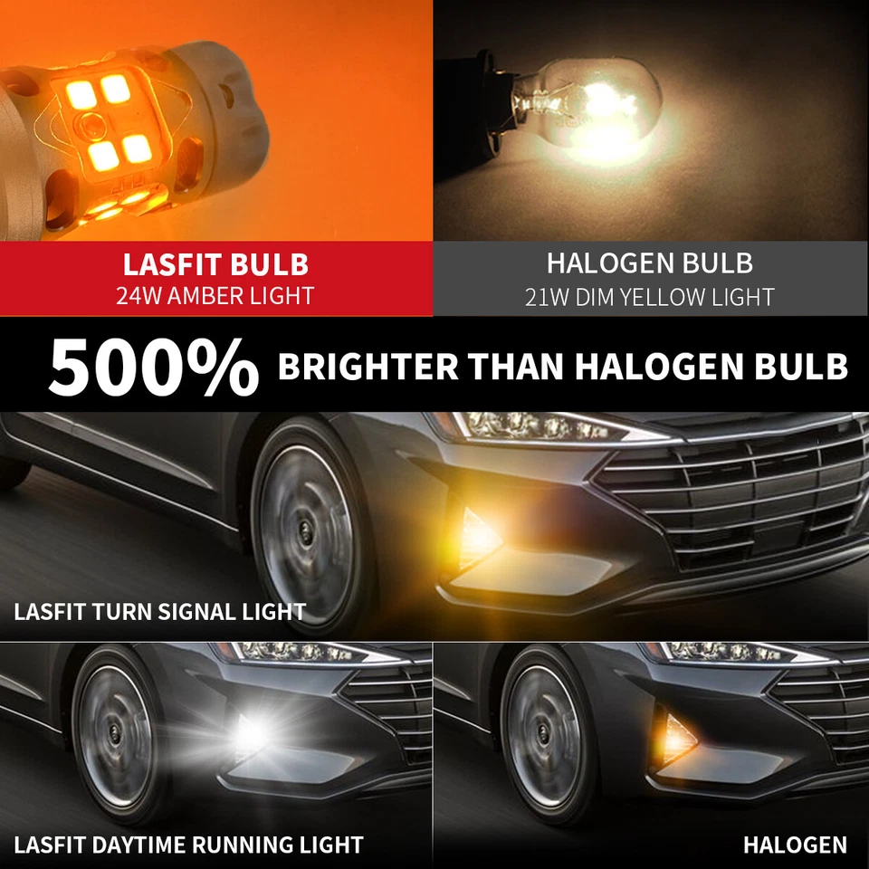 Bombillas LED de señal de giro LASFIT 1157 Switchback ámbar blanco anti hiper flash Foto 3 de 4
