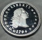 1794 FLOWING HAIR 1 OUNCE .999 FINE SILVER ROUND PROOF
