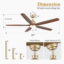 Wood Ceiling Fan with Light & Remote Quiet Reversible DC Fan Dimmable Clearance