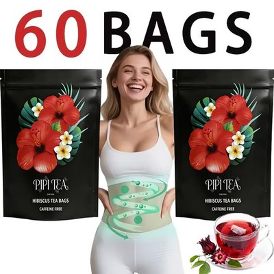 PiPi Tea Organic Hibiscus Tea Bags   Caffeine Free Herbal Tea Rich in Antioxi...