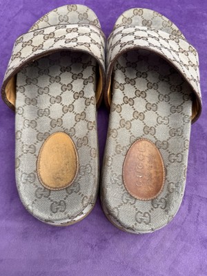 Gucci GG Monogram Sandals 624695 Beige Canvas Mens Size 12 | eBay