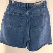 vintage women's gitano high waist dark wash no stretch shorts 5.5 in inseam