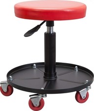 Heavy Duty Rolling Pneumatic Adjustable Garage Shop Seat with Padded Big Red