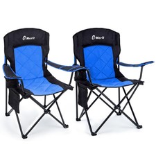 2 Pack Oversized Padded Camping Chair, 350LB Heavy Duty Quad Fold Chair with ...