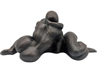 Ron & Joyce Lyon Sculpture Embracing Figures Cold Cast Bronze Resin Modern Art