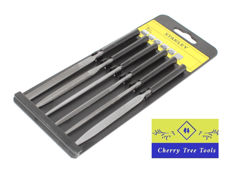 Stanley 6pc Needle File Set 160mm - Precision Crafting Tools with Storage Rack