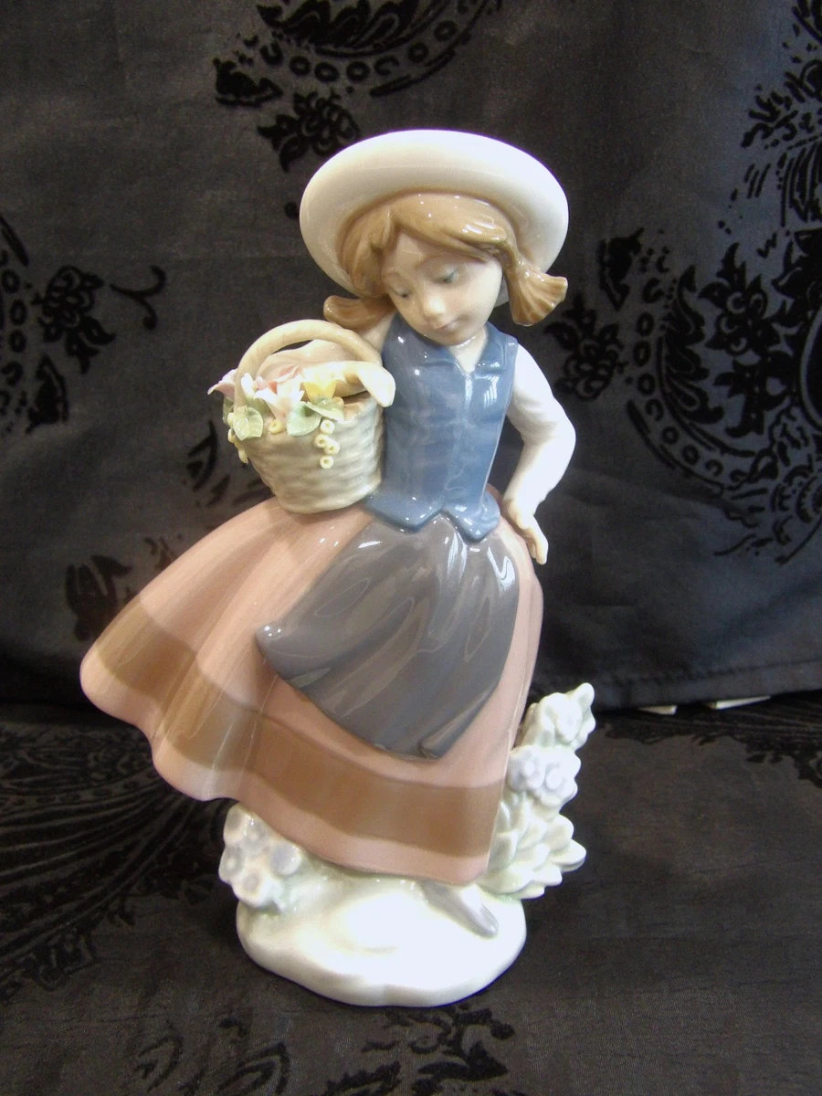 Lladro Girl With Flower Basket for sale | eBay