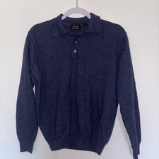 JOS A BANK 100 MERINO WOOL CLASSIC POLO SWEATER MEN SIZE M DARK NAVY