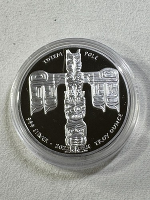 #ad 2022 Oglala Lakota Sioux $1 Silver Proof Totem Pole Coin $210.00