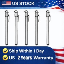 Pencil Tire Pressure Gauge 5-50 Psi Zinc Alloy Chuck Silver For Car Bike 5-pack