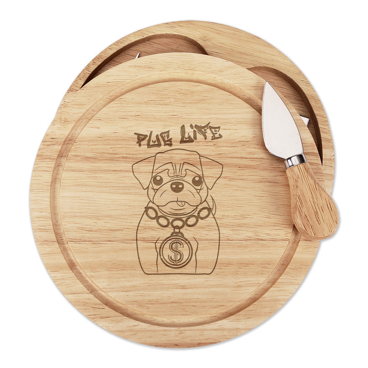 Pug Life Dog Cheese Board Knife Set Funny Pupp