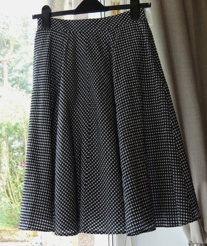 Hobbs A line gingham black and white skirt UK8 seersucker cotton 60th style - Picture 2 of 6