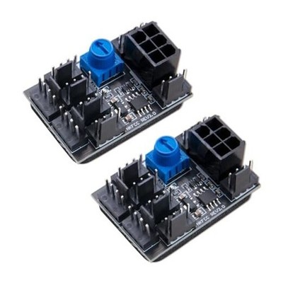 KOOBOOK 2Pcs High-Efficiency PWM PC Fan Hub 6Pin 4Pin Computer Case Fan Speed 