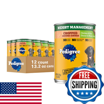 Pedigree Chopped Ground Dinner Weight Management Wet Dog Food Canned Chicken 24x
