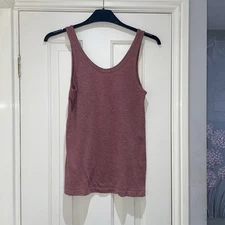Primark Red Pink Soft Stretchy Cotton Slouchy Summer Basic Vest Top Size 8 GC