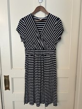 Boden Striped Stretch Sheath Dress Womens Size 12 Blue White Nautical Preppy