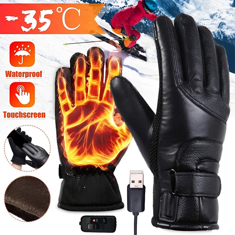 Electric USB Heated Gloves Winter Warming Thermal Ski Snow H