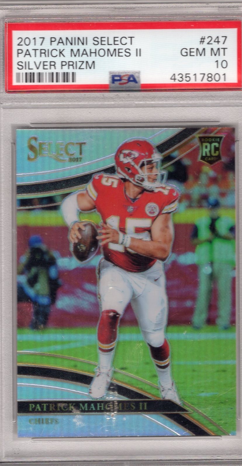 2017 Panini Select PATRICK MAHOMES II 247 Field Level SILVER PRIZM PSA 10 Rookie